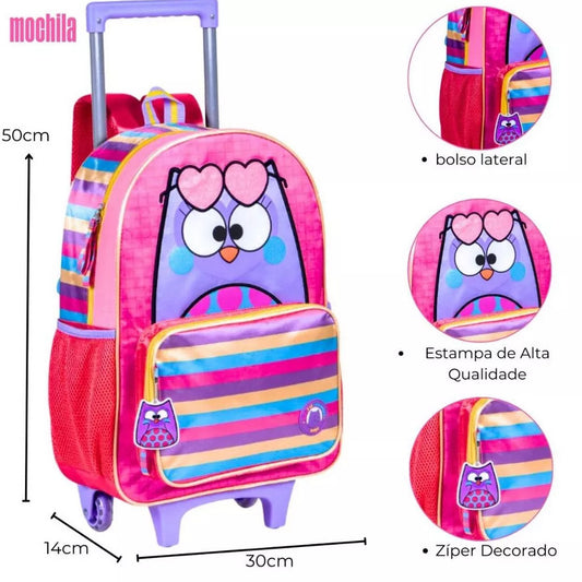 Kit Mochila + Lancheira + Estojo Bubu Coruja Original Licenciada