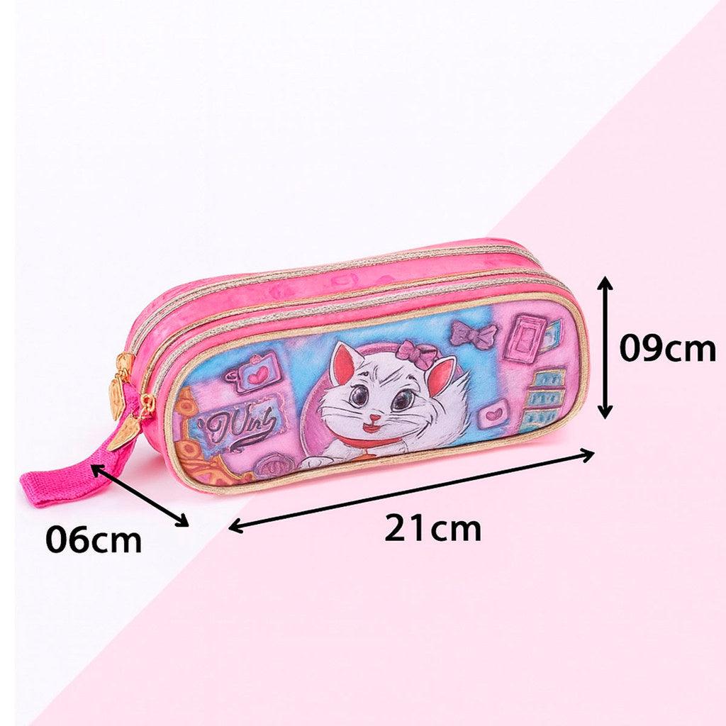 Kit Mochila de Rodinha, Lancheira e Estojo Menina Gatinha Nini