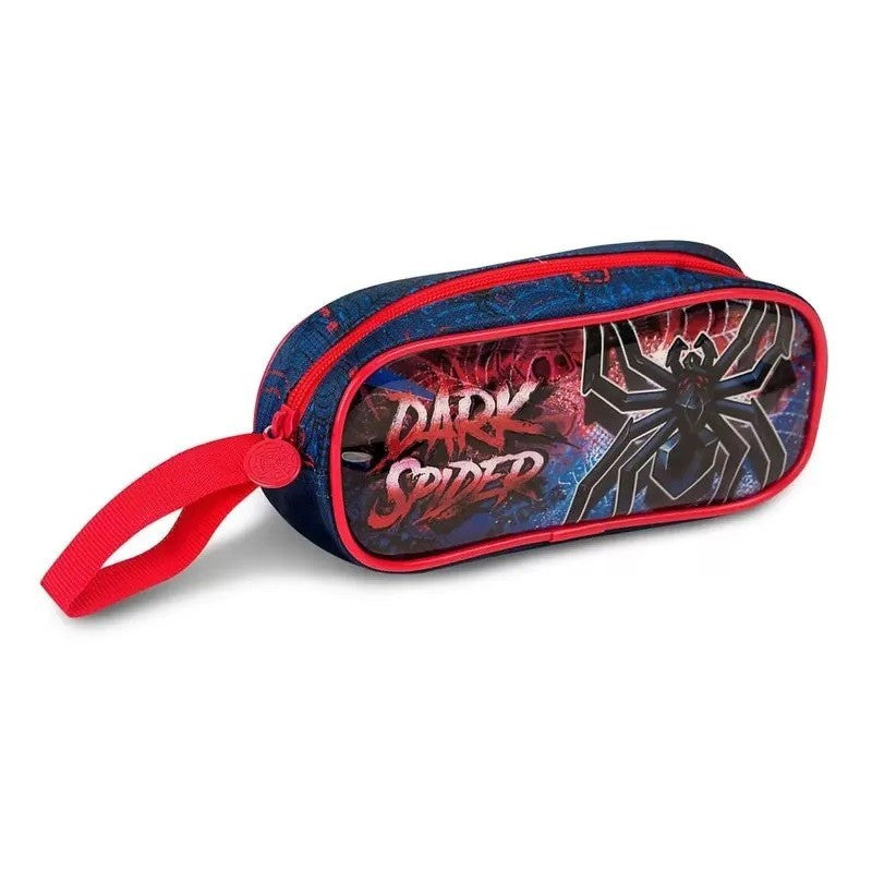 Kit Mochila de Rodinha, Lancheira e Estojo Homem Aranha Spider Dark