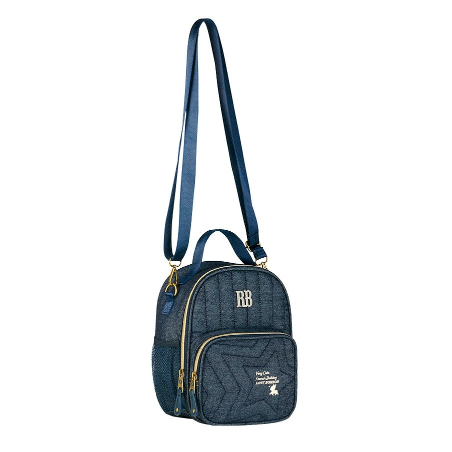 Kit Mochila de Carrinho Rebecca Bonbon Com Estojo E Lancheira Jeans