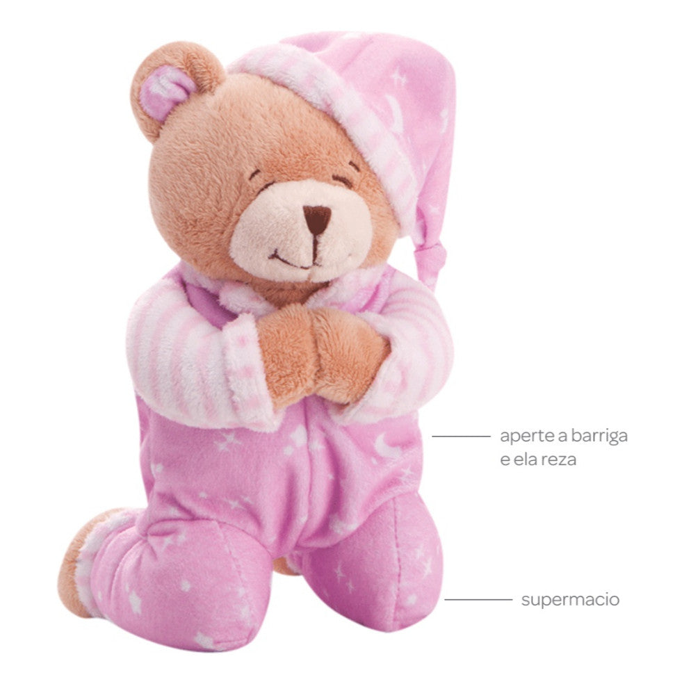 Ursinho De Pelúcia Que Reza/Ora Pai Nosso Hipoalergênico 24cm Zoop