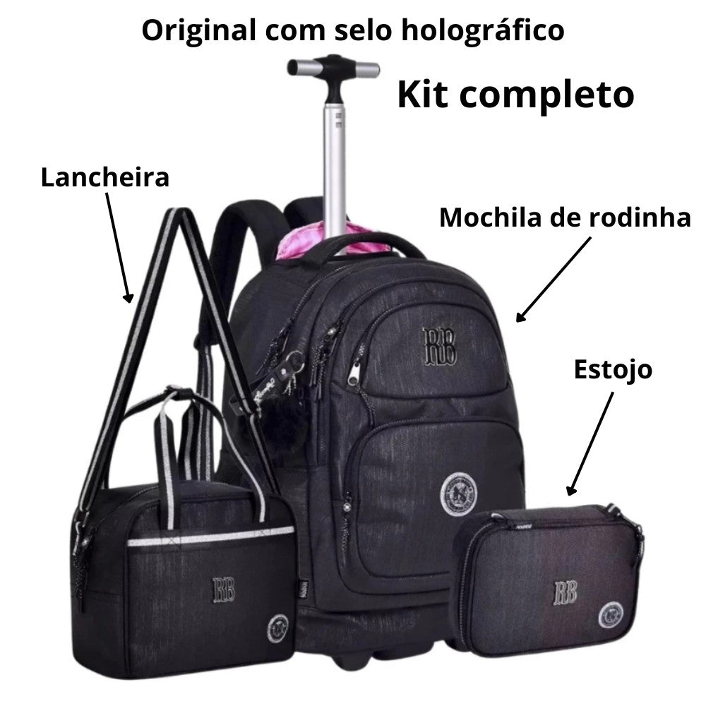 Kit RB Mochila + Lancheira + Estojo Rebecca Bonbon com Rodinhas Licenciada Original