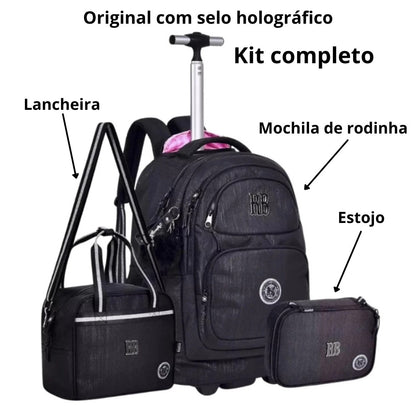 Kit RB Mochila + Lancheira + Estojo Rebecca Bonbon com Rodinhas Licenciada Original