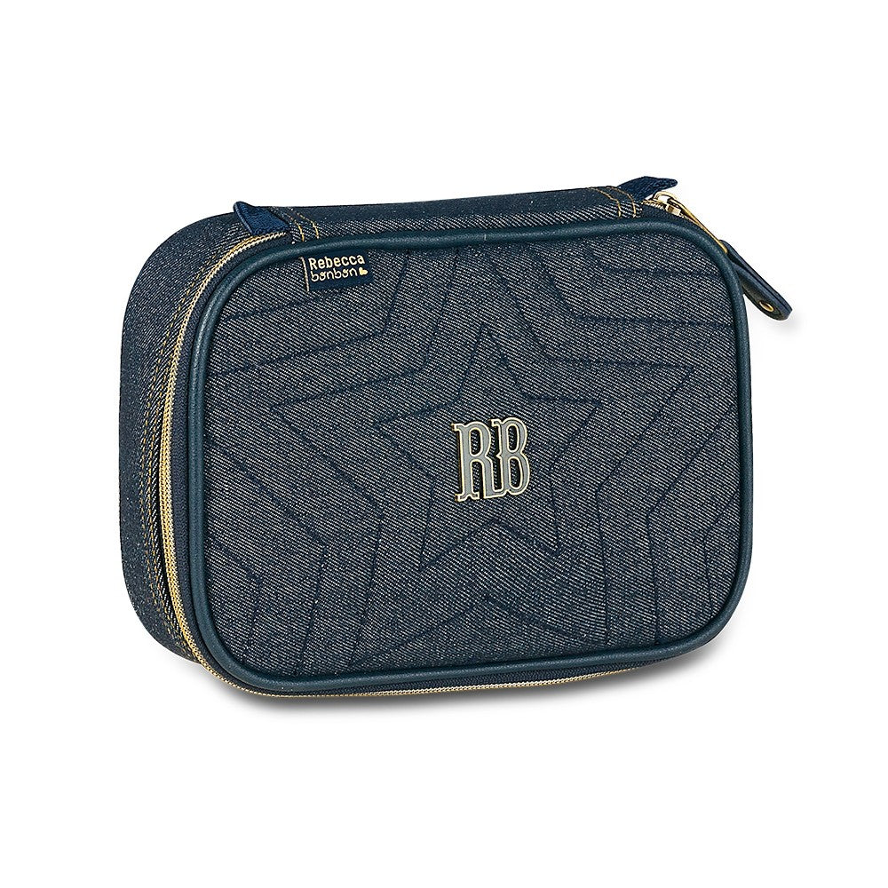 Kit Mochila de Carrinho Rebecca Bonbon Com Estojo E Lancheira Jeans