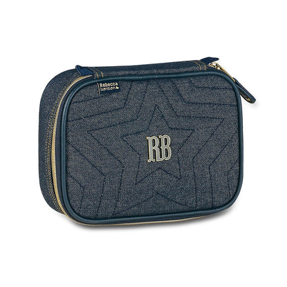 Kit Mochila de Carrinho Rebecca Bonbon Com Estojo E Lancheira Jeans