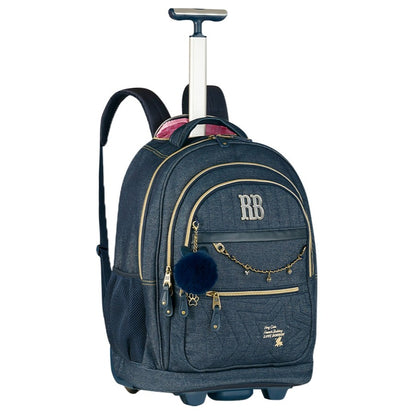 Kit Mochila de Carrinho Rebecca Bonbon Com Estojo E Lancheira Jeans