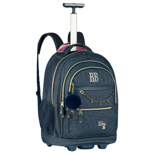 Kit Mochila de Carrinho Rebecca Bonbon Com Estojo E Lancheira Jeans