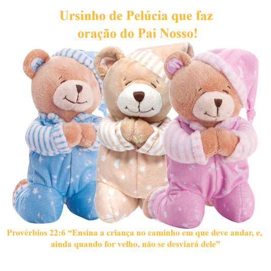 Ursinho De Pelúcia Que Reza/Ora Pai Nosso Hipoalergênico 24cm Zoop