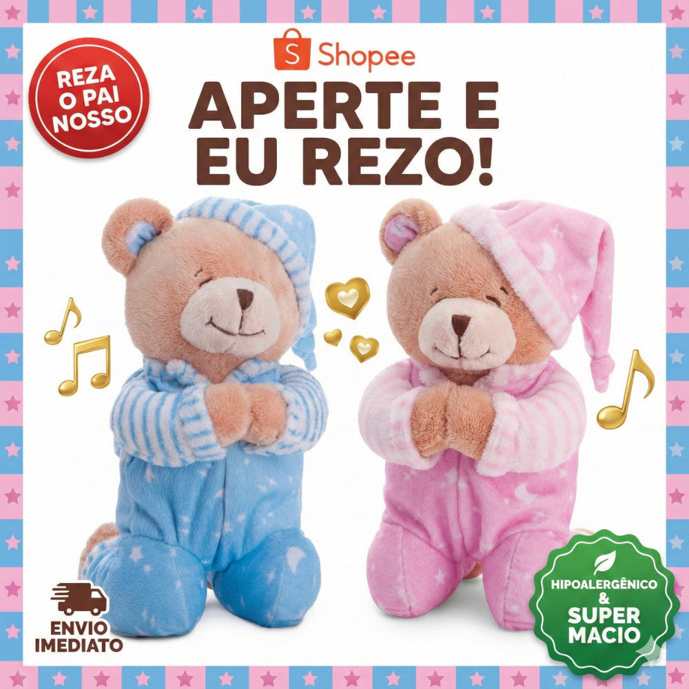 Ursinho De Pelúcia Que Reza/Ora Pai Nosso Hipoalergênico 24cm Zoop