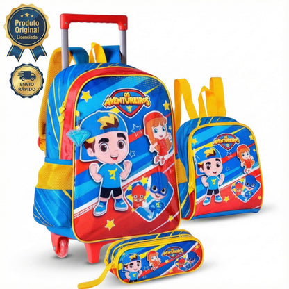 Kit Mochila + Lancheira + Estojo Os Aventureiros Luccas Neto Original Licenciada