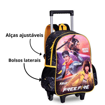 Kit Mochila + Lancheira + Estojo Free Fire Original Licenciada