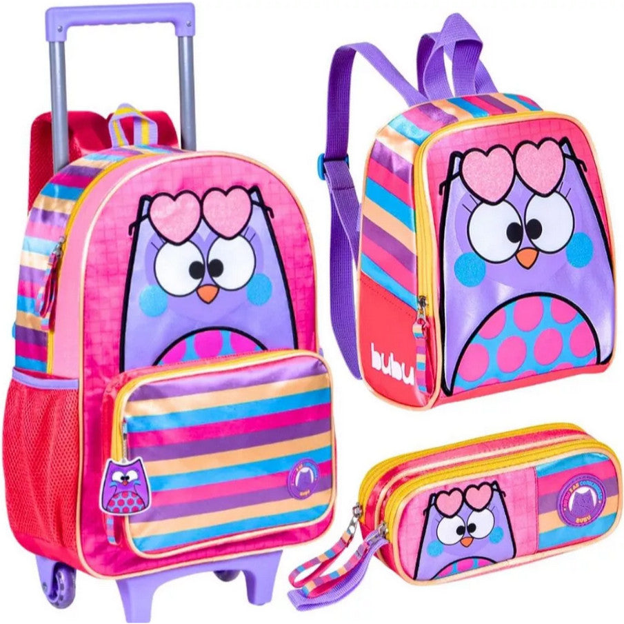 Kit Mochila + Lancheira + Estojo Bubu Coruja Original Licenciada