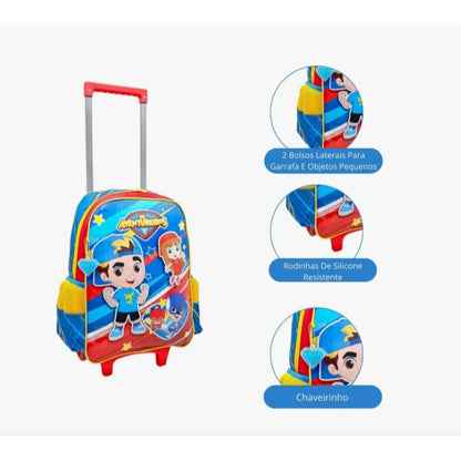 Kit Mochila + Lancheira + Estojo Os Aventureiros Luccas Neto Original Licenciada