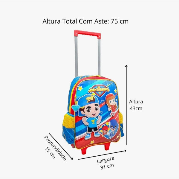 Kit Mochila + Lancheira + Estojo Os Aventureiros Luccas Neto Original Licenciada