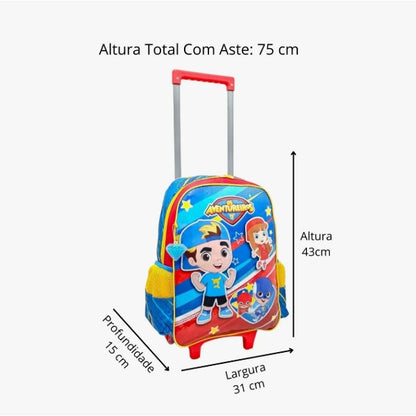 Kit Mochila + Lancheira + Estojo Os Aventureiros Luccas Neto Original Licenciada