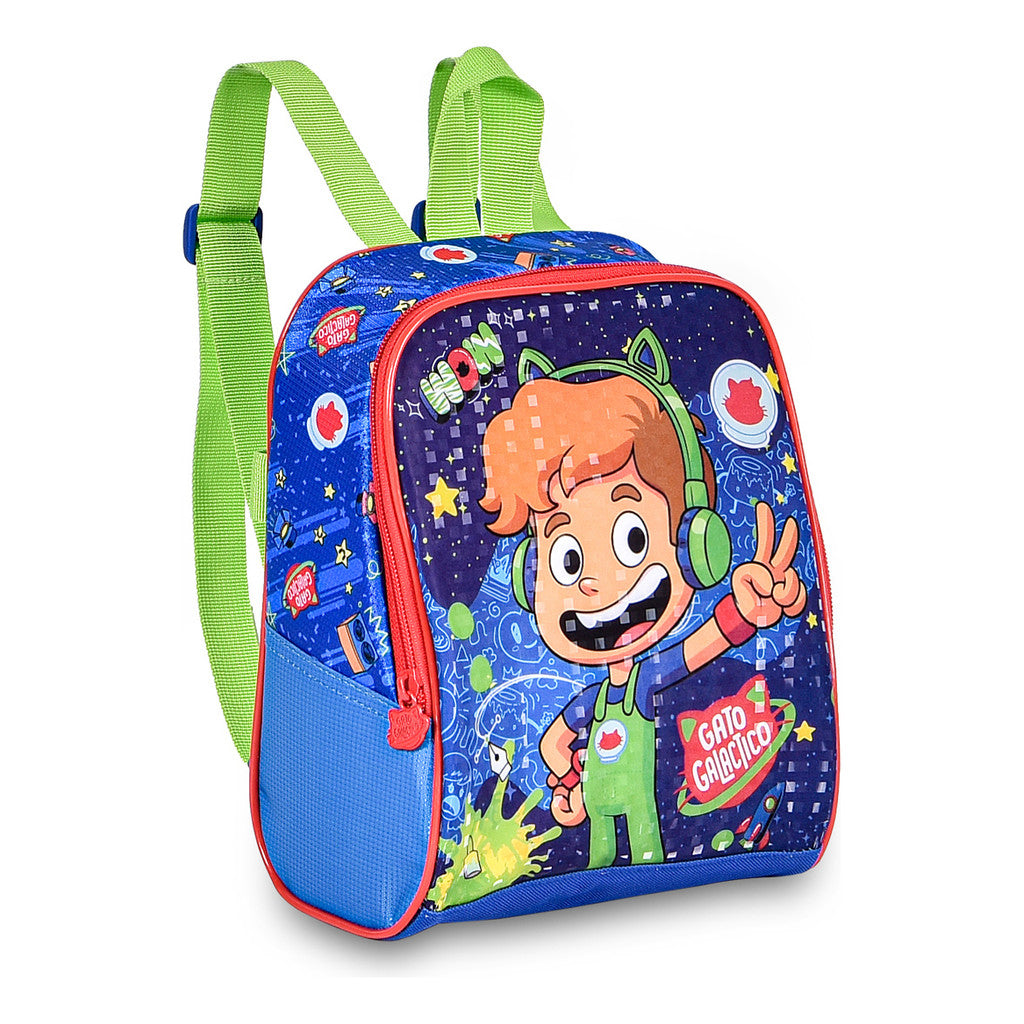 Kit Mochila De Carrinho + Lancheira + Estojo Gato Galatico