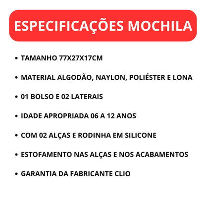Kit Mochila de Rodinha, Lancheira e Estojo Jurassic Park