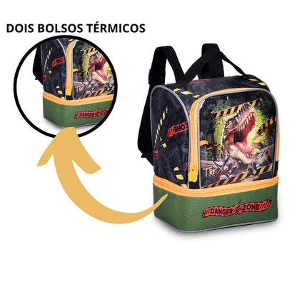 Kit Mochila de Rodinha, Lancheira e Estojo Jurassic Park