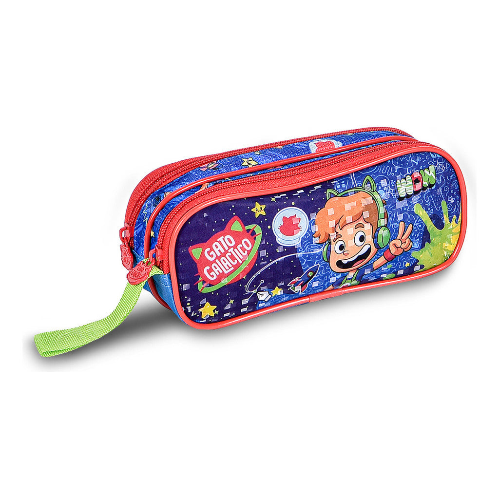 Kit Mochila De Carrinho + Lancheira + Estojo Gato Galatico